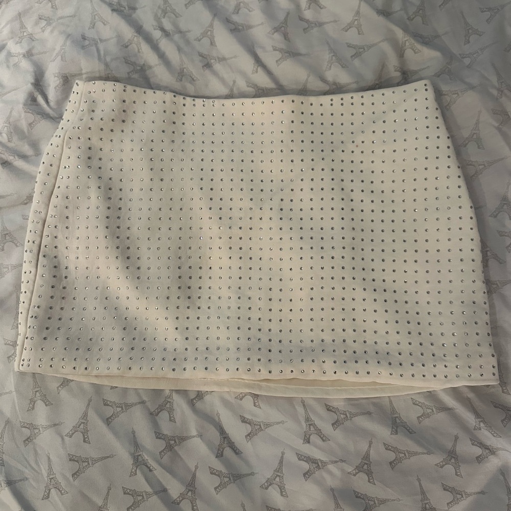 Elegant Cream Studded Skirt